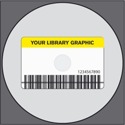 Stregkodeetiket til CD/DVD/CD-R 50x80/Ø117 acetat, FARVET m/print m/tråd 
