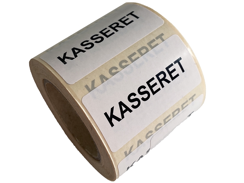 Rulleetiket 50 x 25 mm. KASSERET - 500 stk.