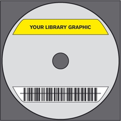 Stregkodeetiket til CD/DVD/CD-R 2 x 15x90/Ø117 acetat, FARVET/HVID m/print m/tråd