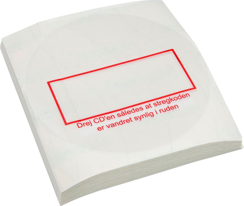 Poseetiket m/åben rude, print til centreret stregkodeetiket med dansk tekst, KLAR