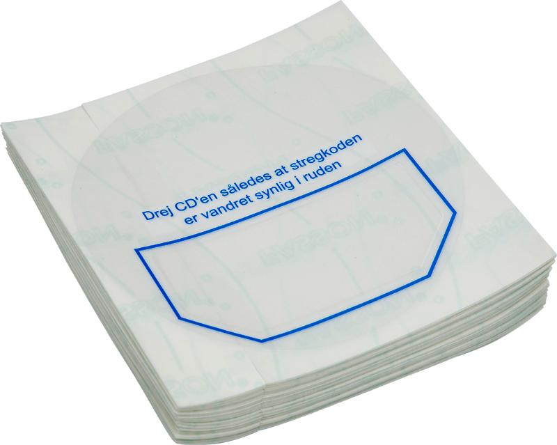Poseetiket m/åben rude, print til stregkodeetiket med dansk tekst, KLAR