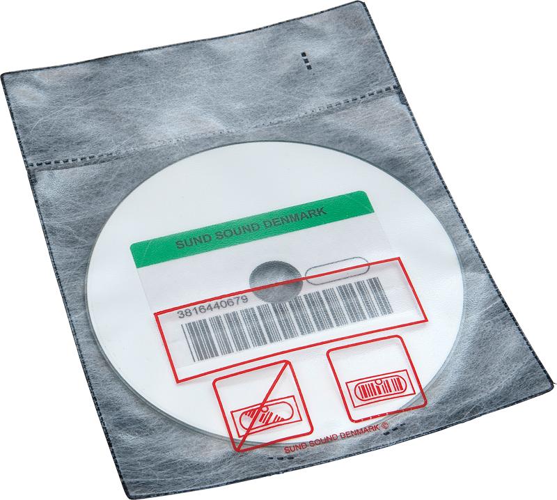 Bibliotekslomme til 1 disc og booklet. Filtindlæg og piktogram, SORT PP