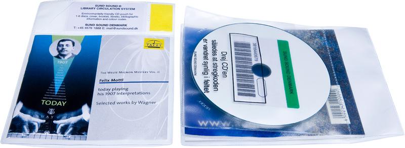Bibliotekslomme til 1 disc og libretto. Tekst og vinduesprint, PP