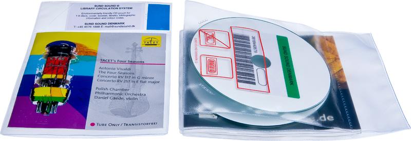 Bibliotekslomme til 2 discs og libretto. Piktogram, PP