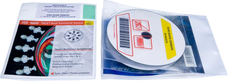 Bibliotekslomme til 2 discs og libretto. Piktogram, PP