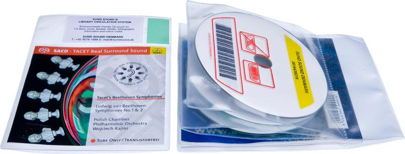 Bibliotekslomme til 3 discs og libretto. Piktogram, PP
