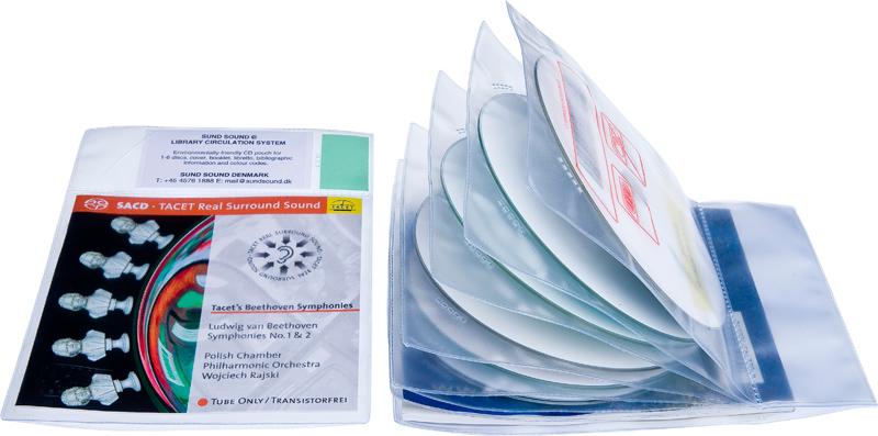 Bibliotekslomme til 6 discs og libretto. Piktogram, PP