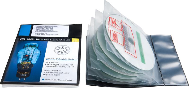Bibliotekslomme til 5 discs og booklet. Piktogram, SORT PP