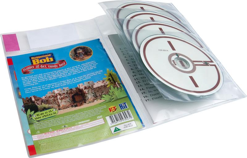 RFID AV bibliotekslomme til 1-4 discs, PP