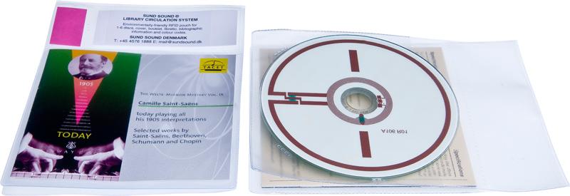 RFID bibliotekslomme til 1 disc og booklet, KLAR PP