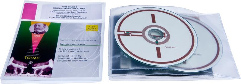 RFID bibliotekslomme til 2 discs og booklet, KLAR PP