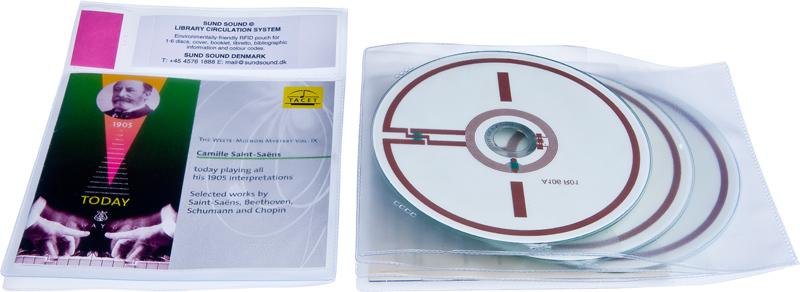 RFID bibliotekslomme til 3 discs og booklet, KLAR PP
