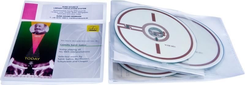 RFID bibliotekslomme til 4 discs og booklet, KLAR PP