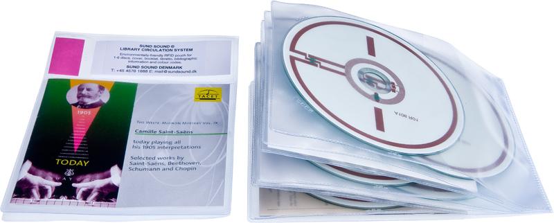 RFID bibliotekslomme til 5 discs og booklet, KLAR PP