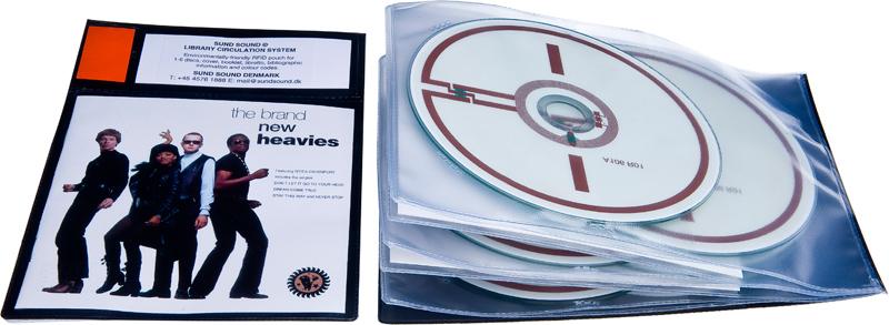 RFID bibliotekslomme til 6 discs og booklet, SORT PP