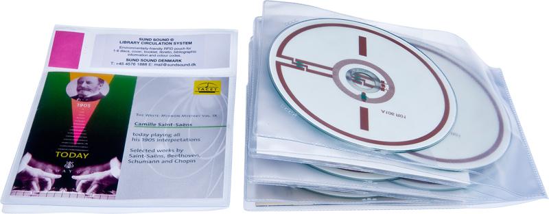 RFID bibliotekslomme til 6 discs og booklet, KLAR PP